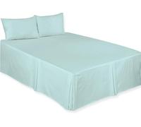 CHILIMILII Base Valance Bed Sheet Pleated-Poly Cotton Fitted Bed Skirt- Wrinkle-Free, Easy Fit, Machine Washable - Fits Under the Mattress - Base Bed Skirt with a 40cm Drop (Duck Egg, Super King)