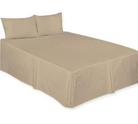 CHILIMILII Base Valance Bed Sheet Pleated-Poly Cotton Fitted Bed Skirt- Wrinkle-Free, Easy Fit, Machine Washable - Fits Under the Mattress - Base Bed Skirt with a 40cm Drop (Latte, King)
