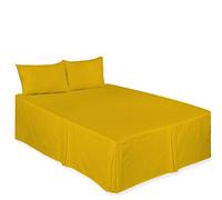 CHILIMILII Base Valance Bed Sheet Pleated-Poly Cotton Fitted Bed Skirt- Wrinkle-Free, Easy Fit, Machine Washable - Fits Under the Mattress - Base Bed Skirt with a 40cm Drop (Mustard, King)