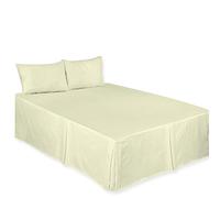CHILIMILII Base Valance Bed Sheet Pleated-Poly Cotton Fitted Bed Skirt- Wrinkle-Free, Easy Fit, Machine Washable - Fits Under the Mattress - Base Bed Skirt with a 40cm Drop (Cream, King)