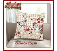 CHILIMILII Christmas Cushion Cover 100% Cotton Merry Xmas Decorative Square Cushion Cases Pack Of 2