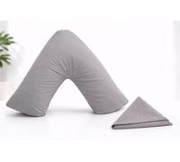 CHILIMILII Orthopaedic V-Pillow with Free Case- Pregnancy/Maternity Support Triangle for Adults with Polycotton Case, 74x34cm,Hollow Fibre V Shaped Cushion for Neck,Back, Shoulders (Grey)