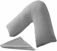 CHILIMILII Orthopaedic V-pillow with Free Pillowcase- Pregnancy/Maternity Support Triangle Pillow with Polycotton Case 74x34cm-Hollow Fibre Pillow for Neck,Back, Shoulders (Grey)