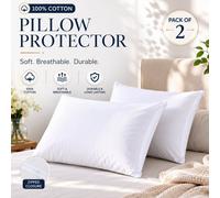 CHILIMILII Pillow Protectors Pair Pack 100% Cotton Anti-Allergy Zip Pillowcases Covers 74X48Cm