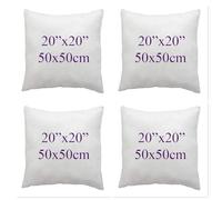 CHILIMILII Set of 4 Hollow Fibre Cushion Pads- White, Bounce Back Cushions for Sofa & Couches-Square- Anti Allergy-Standard stuffer pack of Cushion inserts (20x20(50x50cm))