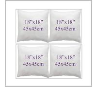 CHILIMILII Set of 4 Hollow Fibre Cushion Pads- White, Bounce Back Cushions for Sofa & Couches-Square- Anti Allergy-Standard stuffer pack of Cushion inserts (18x18(45x45cm))
