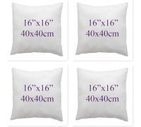 CHILIMILII Set of 4 Hollow Fibre Cushion Pads- White, Bounce Back Cushions for Sofa & Couches-Square- Anti Allergy-Standard stuffer pack of Cushion inserts (16x16 (40x40cm))