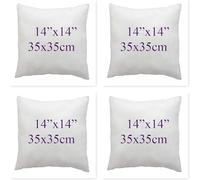 CHILIMILII Set of 4 Hollow Fibre Cushion Pads- White, Bounce Back Cushions for Sofa & Couches-Square- Anti Allergy-Standard stuffer pack of Cushion inserts (14x14 (35x35cm))