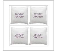 CHILIMILII Set of 4 Hollow Fibre Cushion Pads- White, Bounce Back Cushions for Sofa & Couches-Square- Anti Allergy-Standard stuffer pack of Cushion inserts (28x28 (70x70cm))