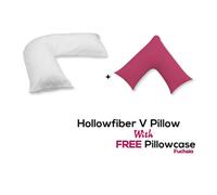 Chilimilii V Pillow With Free V Pillowcase Polycotton Cover Orthopedic Neck & Back Support Hollowfiber Filled Pillow