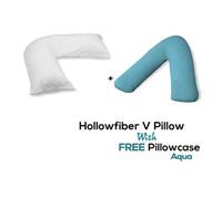 Chilimilii V Pillow With Free V Pillowcase Polycotton Cover Orthopedic Neck & Back Support Hollowfiber Filled Pillow