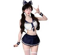 CHILIRIA School Girl Outfit Lingerie Japanese Cheerleader Outfit Cute Anime Schoolgirls Cosplay Outfits Sailor Costumes