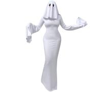 CHILIRIA Women Ghost Costume White Halloween Costume Anime Cosplay Lingerie Dance Club Rave Outfits Fancy Dress with Ghost Mask