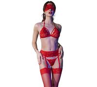 Chilirose Elegant 4-Piece Red Lingerie Set for S/M Sizes - CR 4467, Size L/XL, Color Red