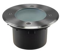 ChiliTec Recessed Floor Light Flat Patio Light 2 Cable Connections Outdoor IP65 Round Extra Wide Frame for Installation in Patio Planks WPC Stone