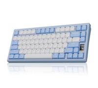 Chilkey ND75 LP Low Profile Aluminum Mechanical Keyboard, 75 Percent Wireless Gaming Keyboard w/Screen, Tri-Mode, Quick Disassembly, RGB Backlit Keyboard for Laptop Office PC (Blue)