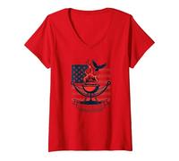 Chill, Barbecue, fulfill The American Dream V-Neck T-Shirt, Women, Red, S