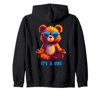 Chill Bear Vibe - Relaxed Meditation Graphic Tee Zip Hoodie