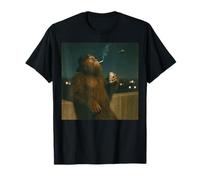 Chill Bigfoot Smoking Beer UFO Retro Urban Night Tee T-Shirt