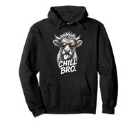 Chill Bro Cool Cow Sunglasses Fun Saying Funny Gamer Pullover Hoodie