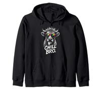 Chill Bro Cool Cow Sunglasses Fun Saying Funny Gamer Zip Hoodie