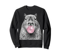 Chill Capybara Blowing Bubblegum Animal Art Sweatshirt