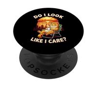 Chill Cat Do I Look Like I Care Funny Design for Cat Lovers PopSockets Adhesive PopGrip