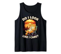 Chill Cat Do I Look Like I Care Funny Design for Cat Lovers Tank Top