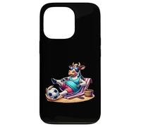 Chill Cow On Beach With Soccer Ball Summer Vibes Case for iPhone 13 Pro