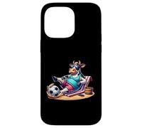 Chill Cow On Beach With Soccer Ball Summer Vibes Case for iPhone 14 Pro Max