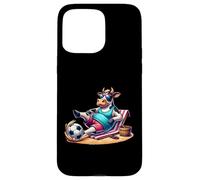 Chill Cow On Beach With Soccer Ball Summer Vibes Case for iPhone 15 Pro Max