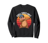 Chill Dabbing Capybara Retro Sunset Sweatshirt