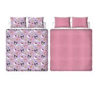 Character World Hello Kitty Official Double Duvet Cover Set, Chill Design, Reversible 2 Sided Fleece Bedding Cover Official Merchandise Including Matching Pillow Cases
