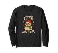 Chill Factor Retro Snowman Holiday Winter Vibes Long Sleeve T-Shirt
