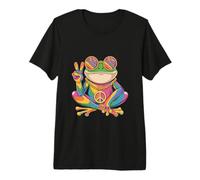 Chill Frog Peace Symbol Hippie Tie-Dye Groovy Vibes Premium T-Shirt