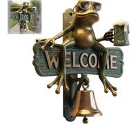 Chill Frog Welcome Doorbell,Chill Frog Welcome Sign Hand-Painted Beer-Drinking Frog with Sunglasses, Funny Outdoor Decorative Door Bell, for Porch, Garden Gate (1PCS)