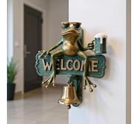 Chill Frog Welcome Doorbell, Hand-Painted Beer-Drinking Frog with Sunglasses, Wearing Hilarious Frog Doorbell, Funny Outdoor Decorative Door Bell, for Porch, Garden Gate
