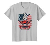 Chill, Grill, Fulfill The American Dream T-Shirt, Kids, Silver, 2 Years