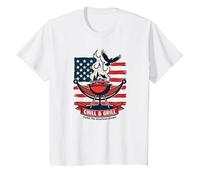 Chill, Grill, Fulfill The American Dream T-Shirt, Kids, White, 2 Years