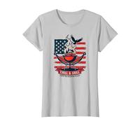 Chill, Grill, Fulfill The American Dream T-Shirt, Women, Silver, XXL