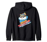 Chill Guy Snowboard Hamster Cool Snow Rider Zip Hoodie