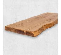 Chill House Ltd Live Edge Rustic Floating Shelf Solid Wood, Wayne Edge Chunky Old Slab Dark Oak 12X2 - Teak 160 Cm