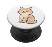 Chill Kawaii Cat Art. Relaxed Pet Illustration. PopSockets Adhesive PopGrip