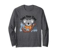Chill Koala Resting in Hoodie Among Forest Pines Long Sleeve T-Shirt