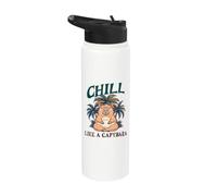 Chill Like a Capybara Cool Relax Capy Beach Summer Theme Stainless Steel Insulated Water Bottle