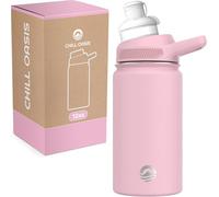 Chill Oasis Water Bottle | Compatible With Popular Flavor Cartridges | BPA Free, Leak Proof, Double-Walled Vacuum Insulated Stainless Steel, and Dishwasher Safe | Cold for 24 Hours (Pink, 12oz)