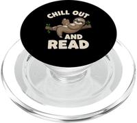 Chill Out And Read Funny Inspirational Sloth Reading Book PopSockets PopGrip for MagSafe