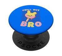 Chill Out Bro Kawaii Bunny Ice Pop Retro Grid PopSockets Adhesive PopGrip