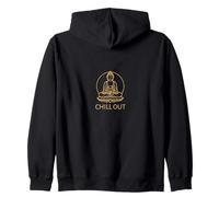 Chill Out Buddha - Minimal Zen Line Art Design Zip Hoodie
