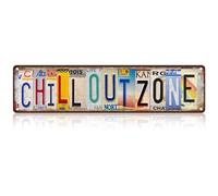 Chill Out Zone Metal Sign - Retro Aluminum Tin Plaque 4x16 Inch - Home Cafe Restaurant Bar Wall Decor